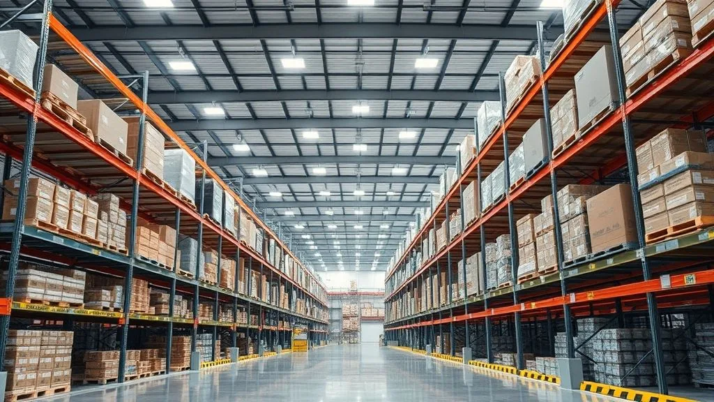 Almacén con estanterías ordenadas